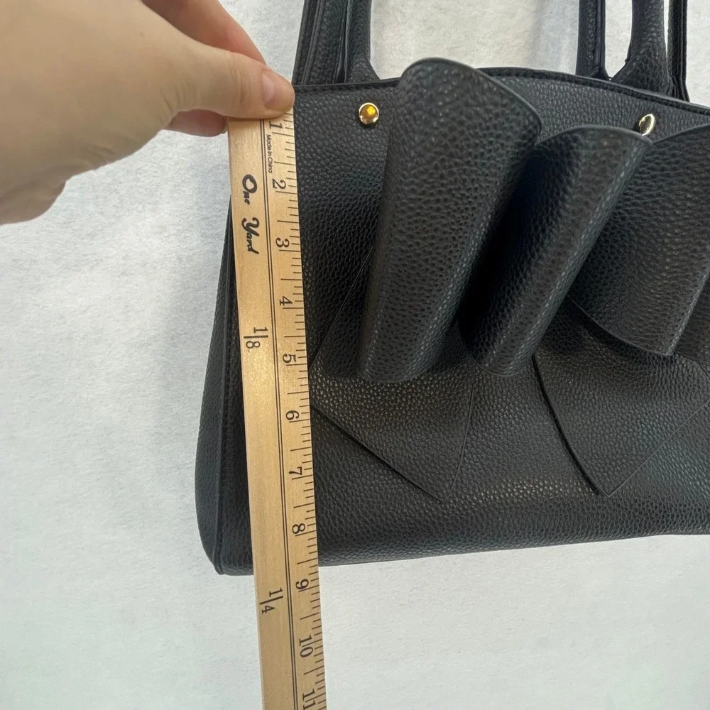 Crossci Black Satchel Bow Accent Shoulder Bag Purse Handbag Glam Feminine